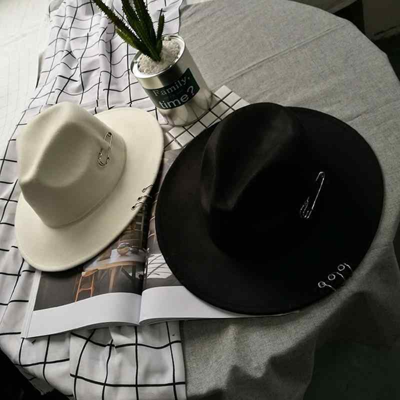 帽子 レディース 秋冬 ウール フェルトハット つば広ハット ブローチ付き ジャズハット メンズ 礼帽 無..