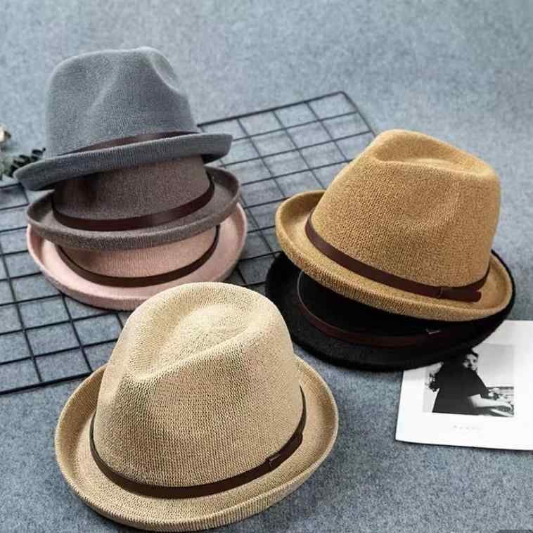 帽子 男女兼用 麦わら帽子 ジャズハット 日焼け防止 UVカット 小顔効果 ブラック グレー ワインレッド チョコレート色 キャメル ベージュ ピンク系 春夏 秋冬 アクリル2