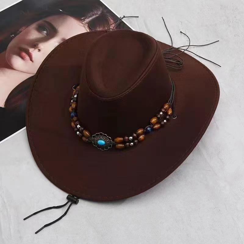 帽子 男女兼用 ウエスタン カウボーイ ハット つば広 日よけ 紫外線対策 アウトドア 登山 通気性 民族風 レトロ 黒 赤 ベージュ ブラウン キャメル チョコレート2
