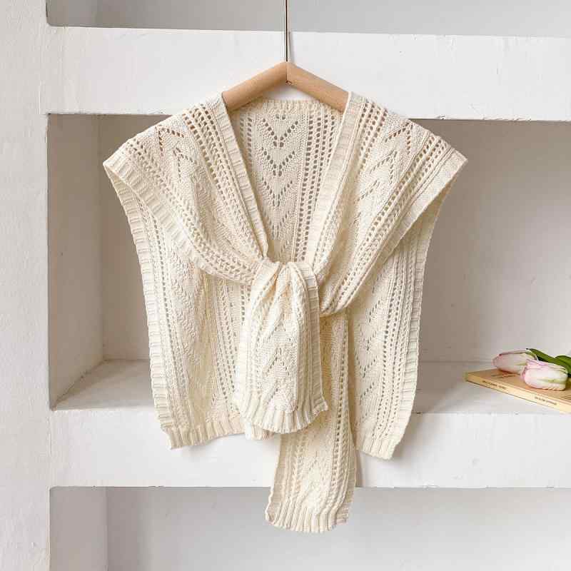 ショール 春秋 薄手 ニット カーディガン 接触冷感 紫外線対策 冷房対策 ストール 無地 冷感素材 94cm×40cm ブラック 浅ブルー 浅カーキ パープル ホワイト 浅グリーン2