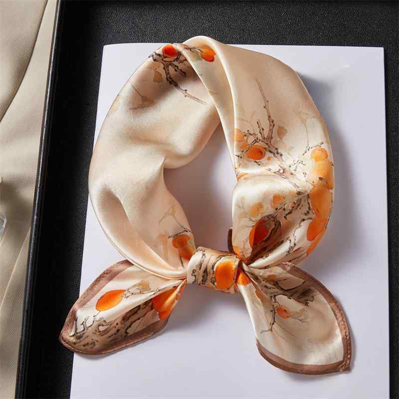 スカーフ レディース 春秋冬用 絹 正方形 柿 花柄 ネッカチーフ ストール 母の日 ギフト 贈り物 ビジネ..