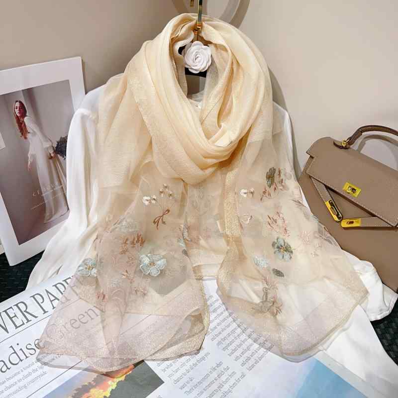 ストール レディース 秋冬 春夏 薄手 ショール 刺繡 花柄 タッチ 大判 冷房対策 紫外線対策 日焼け防止..