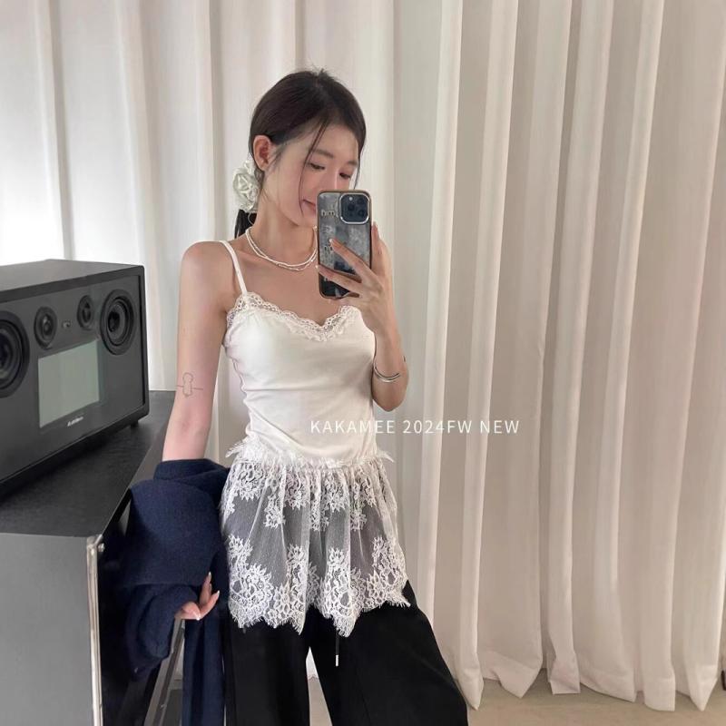 キャミソール レディース レース コットン 重ね着 インナー 美背 肌見せ 胸パッド付き スカート ぺプラ..