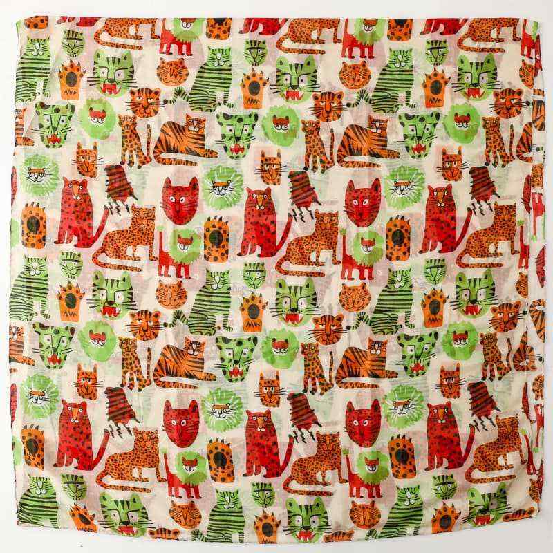 スカーフ レディース 薄手 動物柄 かわいい 猫 バリ紗 フリンジ ショール ストール 保温 遮陽 森ガール ガーリー 春夏