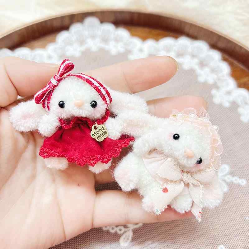ヘアアクセサリー 子供 女の子 ヘアクリップ レース ウサギ モチーフ 手作り 羊毛 ふわふわ かわいい ..