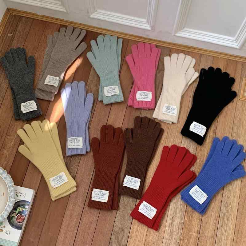 手袋 レディース ニット手袋 スマートフォン対応 ウール混紡 防寒 暖かい ミントグリーン ピンク ブラ..