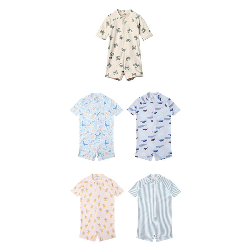 水着 キッズ 男の子 抗塩素加工 UVカット 日焼け防止 ワンピース水着 スイムウェア 格子柄 菠萝柄 虎鲸柄 ストライプ柄 カニ柄 幼稚園 保育園 小学生 1歳 2歳 3歳 4歳 5歳 6歳 7歳 8歳