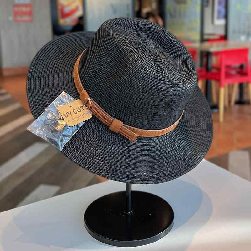 麦わら帽子 レディース 春夏 UVカット ビーチハット パナマ帽 ストローハット ジャズ帽 レトロ 日焼け防止 ベージュ ブラック カーキ ..