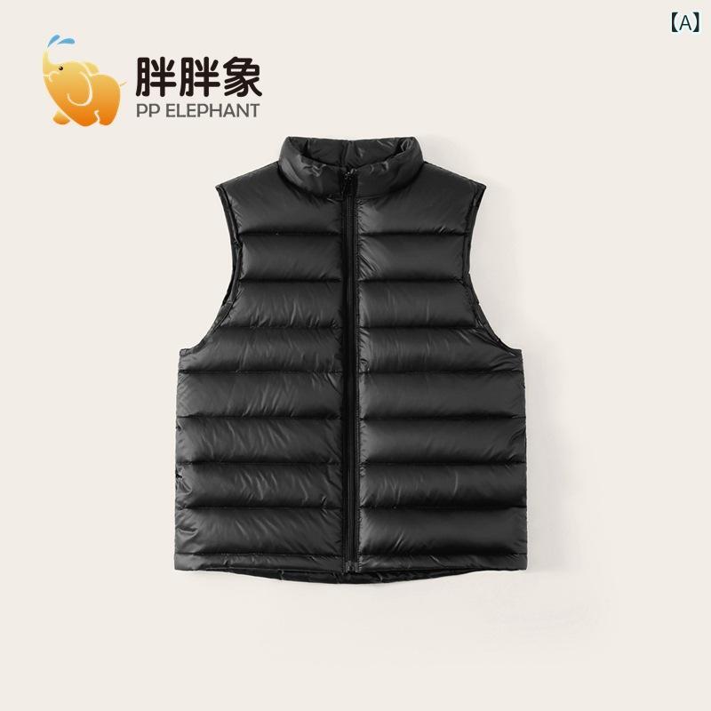 子供服 ベスト 薄手 中綿 男女兼用 アウター キッズ 男の子 女の子 ショート丈 防寒 90%ダウン チョッ..