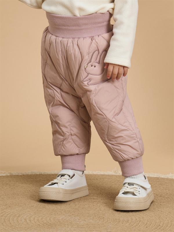 キッズ ベビー ダウンパンツ 高腰 腹巻きパンツ 長ズボン 冬 恐竜 ウサギ 柄 あったか 80cm 90cm 100cm..