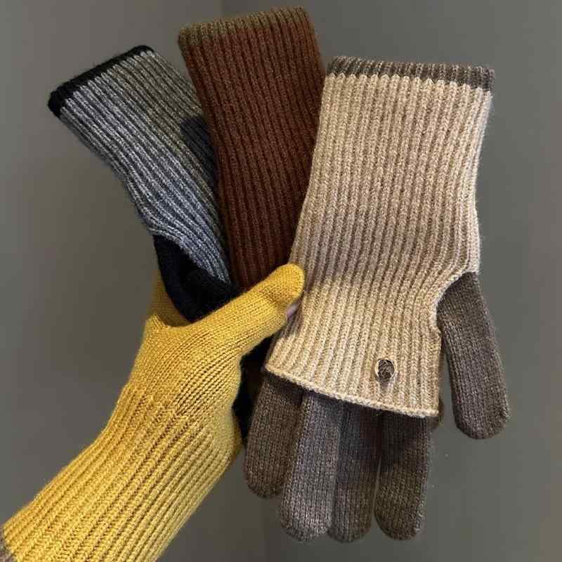 手袋 レディース ニット手袋 ウール 混紡 指なし スマホ対応 防寒 あったか カラメル 焦げ茶色 深緑色 ..