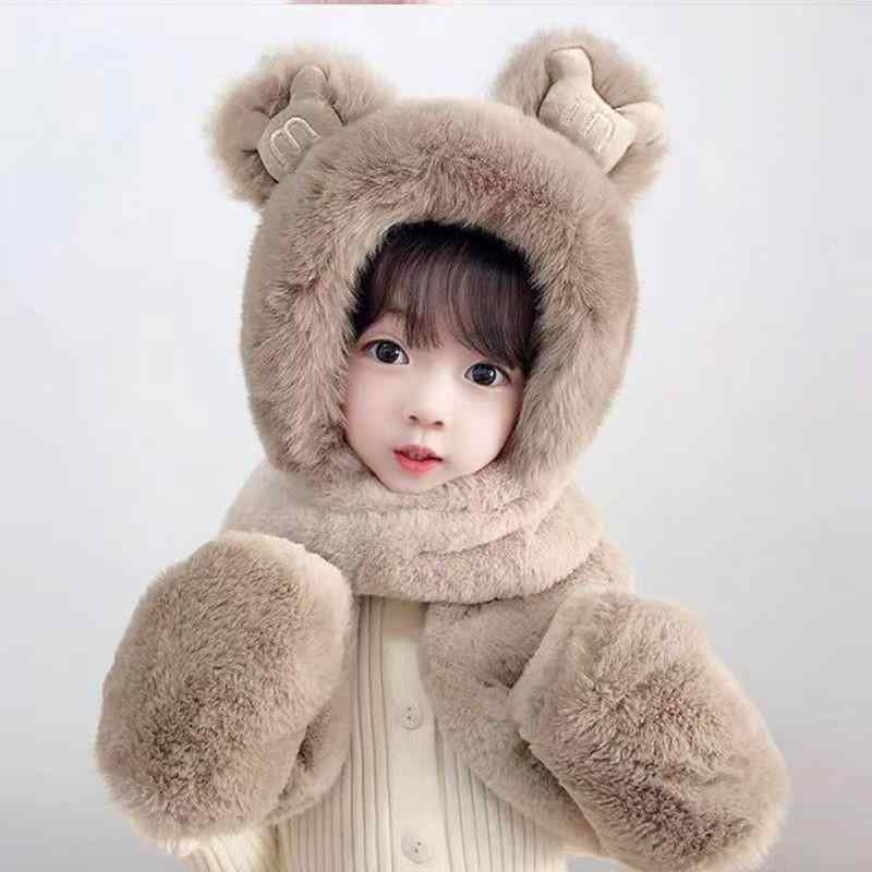 帽子 キッズ 女の子 ニット帽 マフラー 手袋 3点セット 親子 ペアルック ボア あったか 秋冬