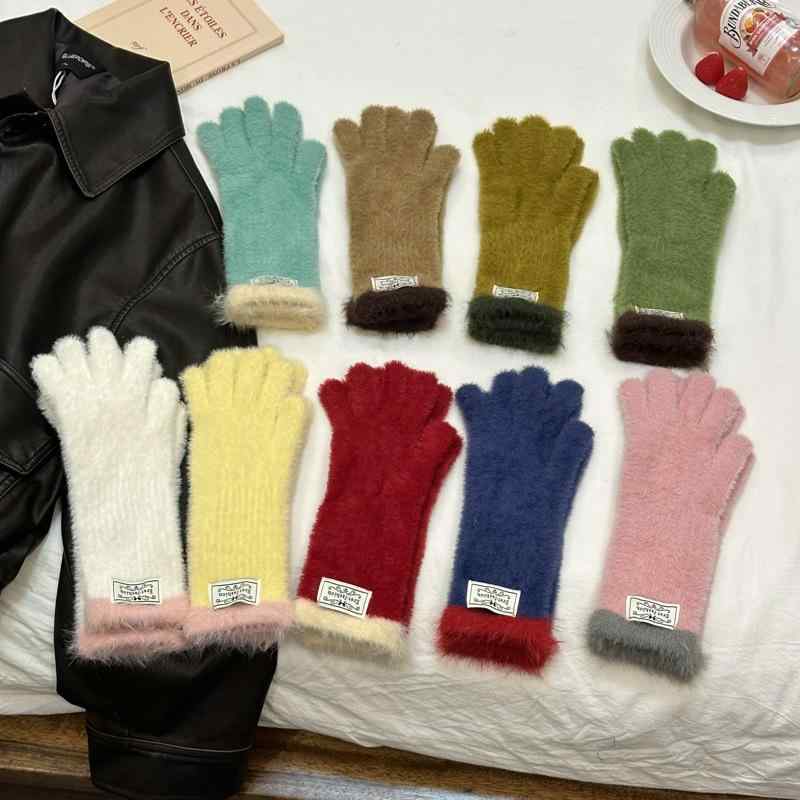 手袋 レディース ニット手袋 防寒手袋 秋冬 指なし 手袋 グローブ スマホ対応 滑り止め付き ポリエステル繊維 ピンク系 パープル ブラック グレー ブラウン グリーン イエロー ブルー レッド(4)