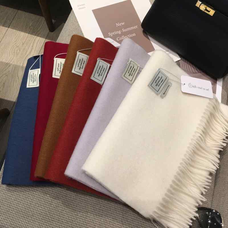 マフラー ストール ウール100% オーストラリア産ウール 羊毛 無地 保温 防寒 ミルキーホワイト シャー..