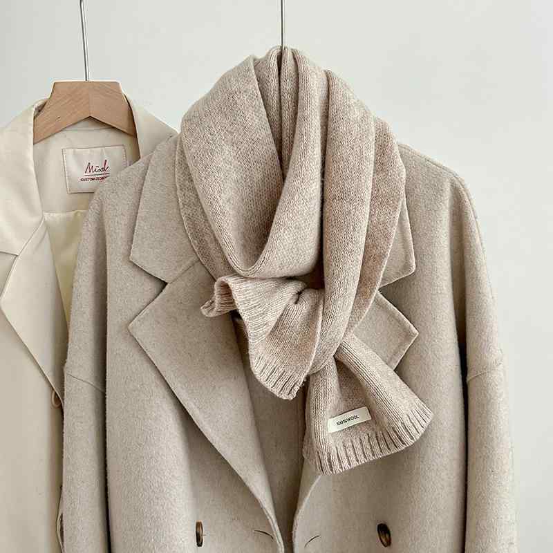 マフラー 男性用 女性用 ウール ニット 厚手 あったか 暖かい 秋冬 防寒 ミルクホワイト モカ トマトレ..