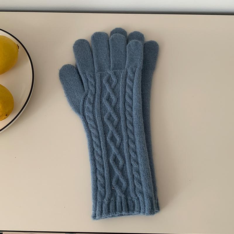 手袋 レディース ニット手袋 秋冬 スマートフォン対応 防寒 暖かい 毛糸 ミトン ケーブル編み 桃夭粉 ..