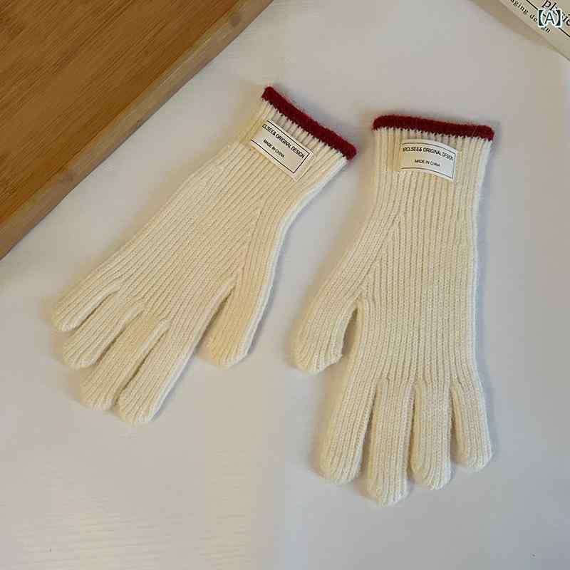 手袋 レディース ニット 手袋 厚手 防寒 スマートフォン対応 秋冬 学生 ベージュ イエロー コーヒー カ..