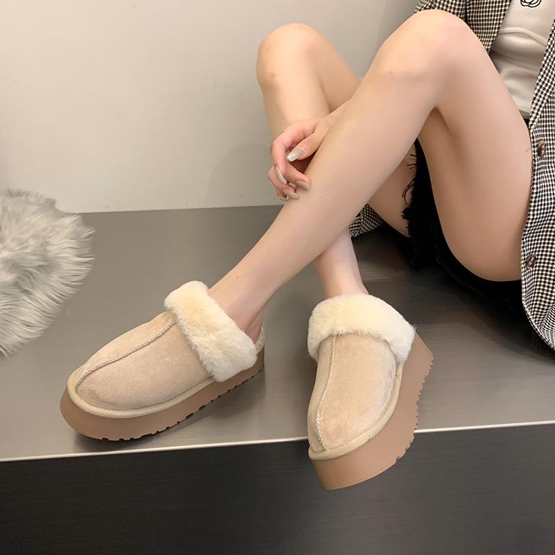 スリッパ レディース ルームシューズ 厚底 ファー サンダル あったか 防寒 保温 つま先あり 外履き 室内履き かわいい 滑り止め 快適 履きやすい 黒 白 ベージュ ブラウン 秋冬