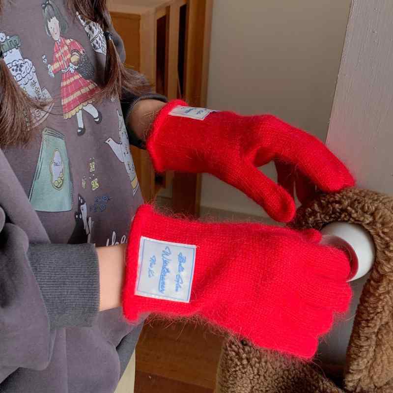 手袋 レディース ニット手袋 スマートフォン対応 防寒 暖かい 学生 かわいい パステルカラー クリーム ..