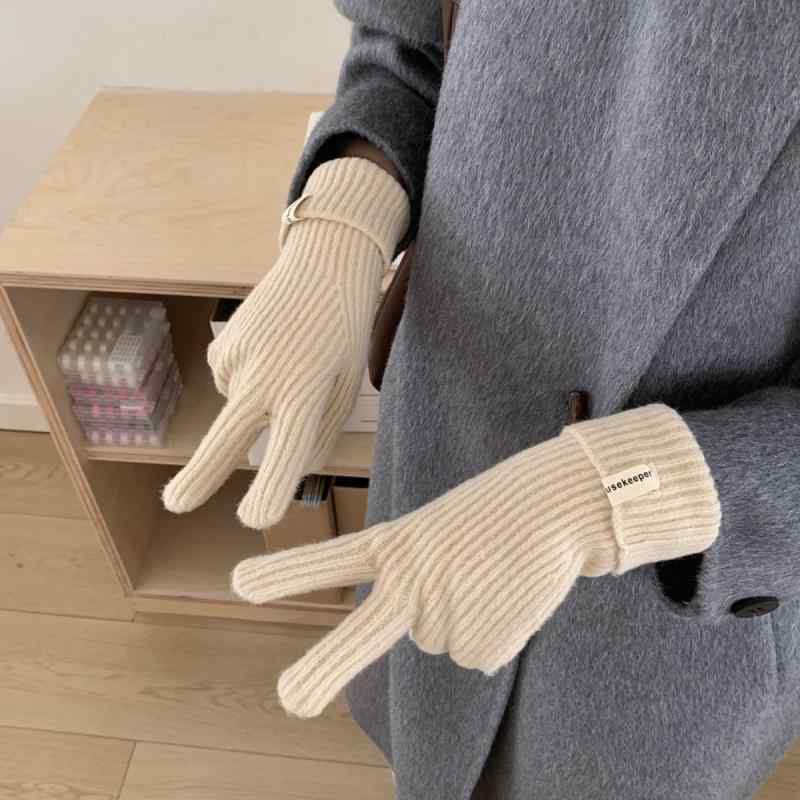 手袋 レディース 秋冬 スマートフォン対応 ウール混紡 防風 防寒 暖かい カップル 厚手 無地 かわいい ..