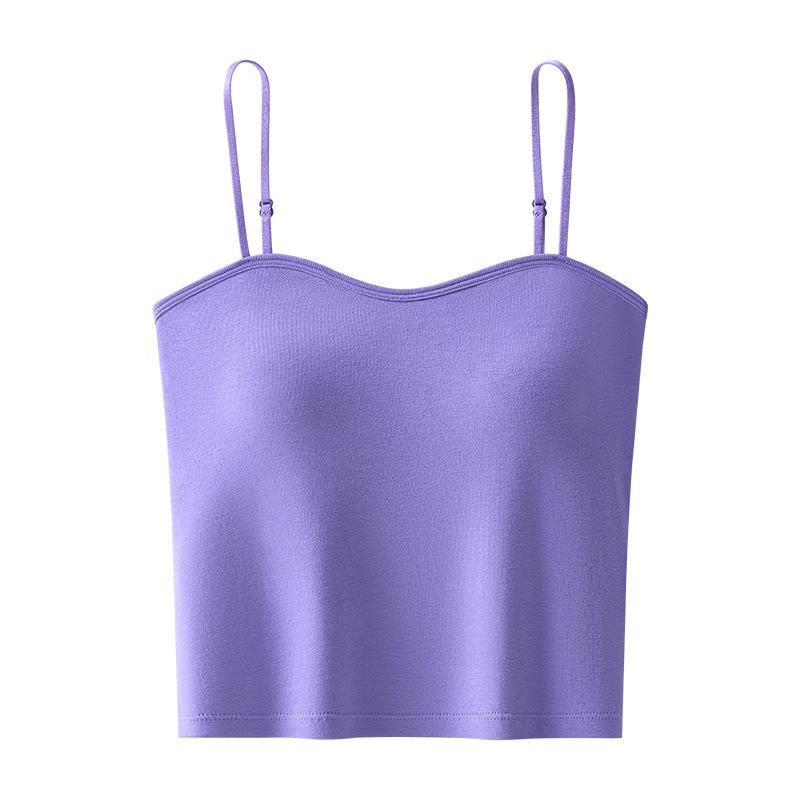 タンクトップ レディース 細ストラップ 美背 背中見せ カップ付き インナー 重ね着 トップス カットソー 無地 薄手 ラウンドネック 接触冷感 吸湿速乾 カジュアル 普段使い 白 黒2