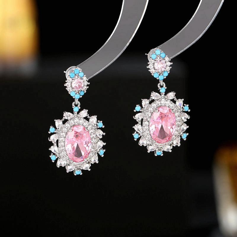 イヤリング レディース フレンチ レトロ 幾何学 ジルコニア エレガント ブライダル パーティー グリー..