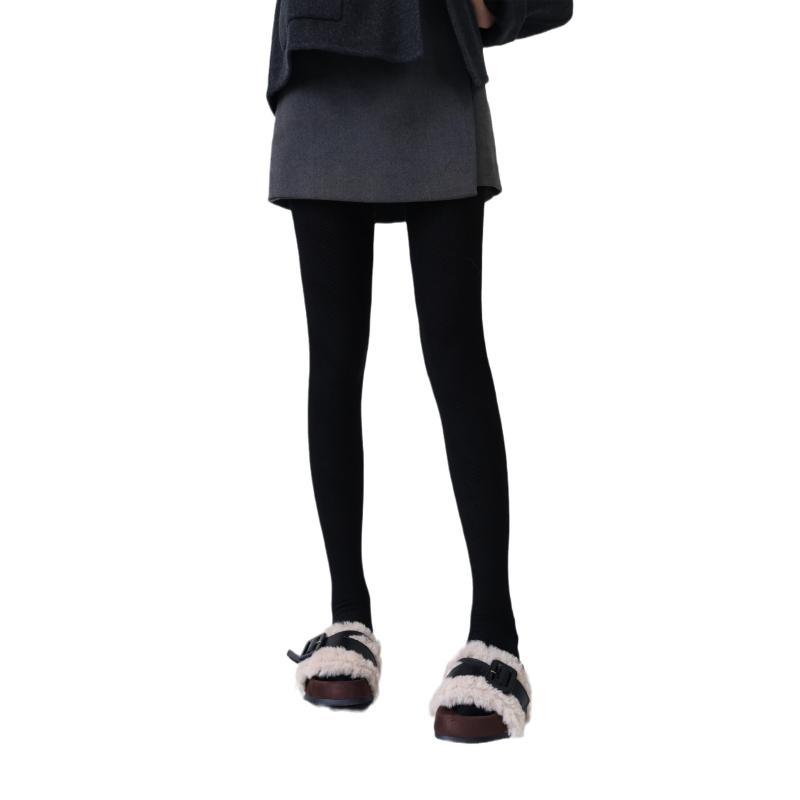 レギンス レディース 秋冬 針織 ジャカード リブ編み あったか 厚手 防寒 スタイルアップ 無地 ブラック 黒 グレー ベージュ アイボリー