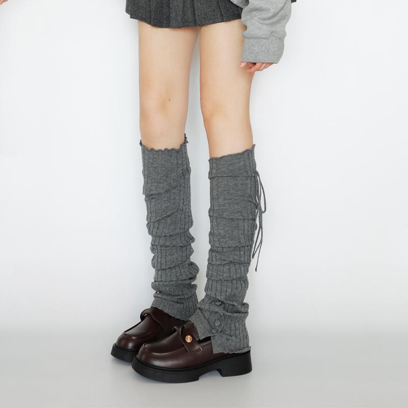 靴下 レディース ヨガ ソックス レッグウォーマー 灰色 ニット 無地 伸縮性 防摩擦 あったか ロング 秋..