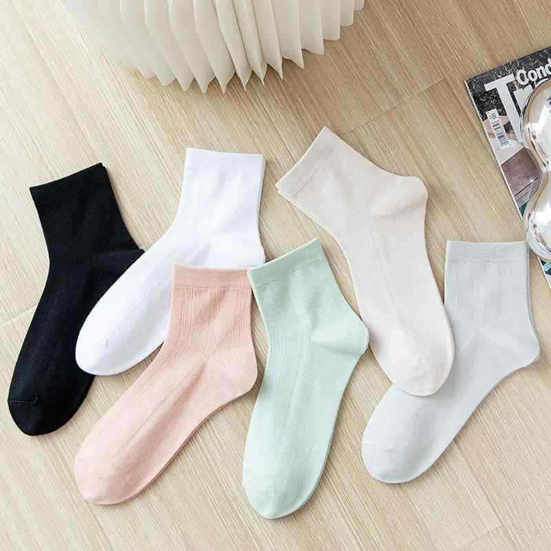 靴下 レディース 中筒丈 コットン メッシュ 通気性 薄手 無縫製 マタニティ 春秋 ロング丈 ブラック ホ..