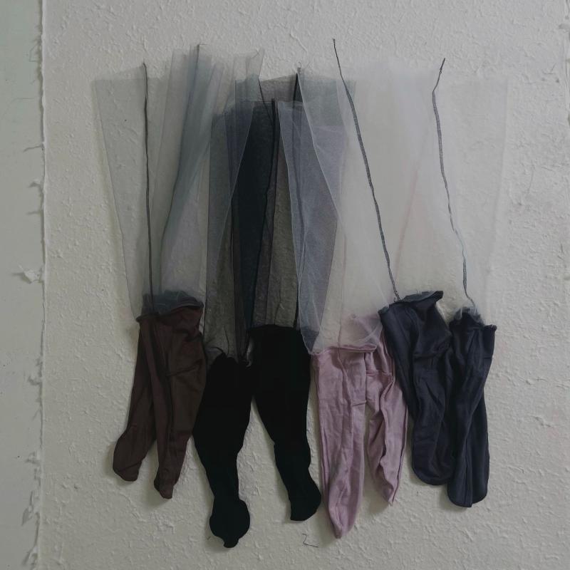 靴下 レディース レース 切り替え メッシュ 薄手 ショートソックス モダール 春夏 秋 普段使い 韓国風 かわいい 水墨グレー ブラック ローズ 茶褐色2