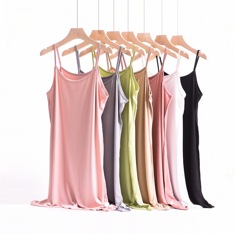 ワンピース レディース 中大 キッズ ジュニア 無地 ノースリーブ スリップドレス ルームウェア 再生繊維 接触冷感 薄手 涼しい かわいい 春夏 ホワイト ベージュ ブラック アボカドグリーン ピンク系 カーキ ダークグレー2