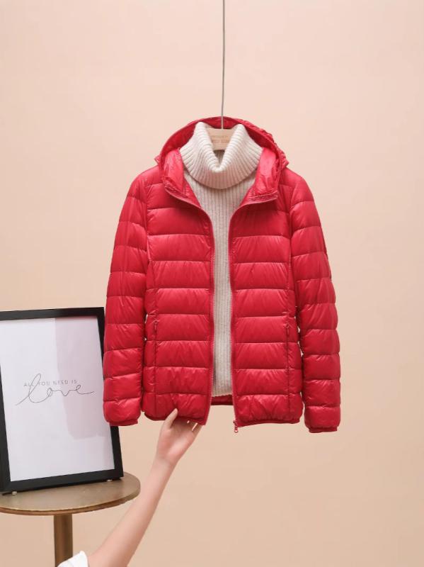 ダウンジャケット レディース ショート丈 軽量 厚手 防寒 スリム 韓国 ダウン ポリエステル 立襟 長袖 ジップアップ ブラック ホワイト ワインレッド 大きいサイズ 通勤2