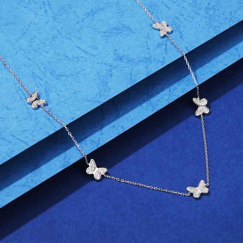ネックレス レディース S925 シルバー 蝶 バタフライ チョーカー シルバーアクセサリー 銀 十字チェー..
