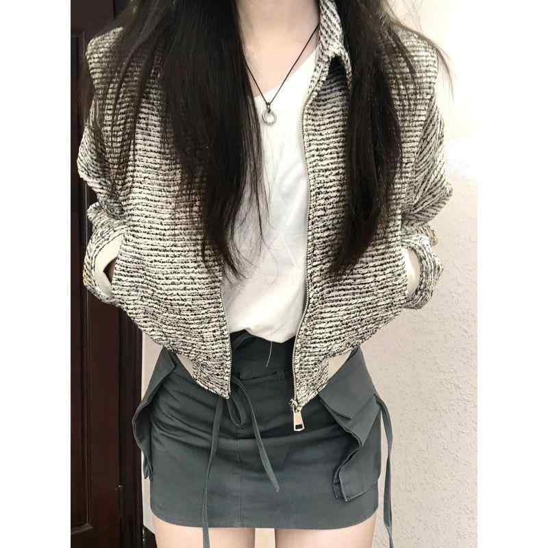 ジャケット レディース 韓国 ゆったり vintage レトロ ブルゾン アウター ショールカラー シェニール織 パフスリーブ 秋冬