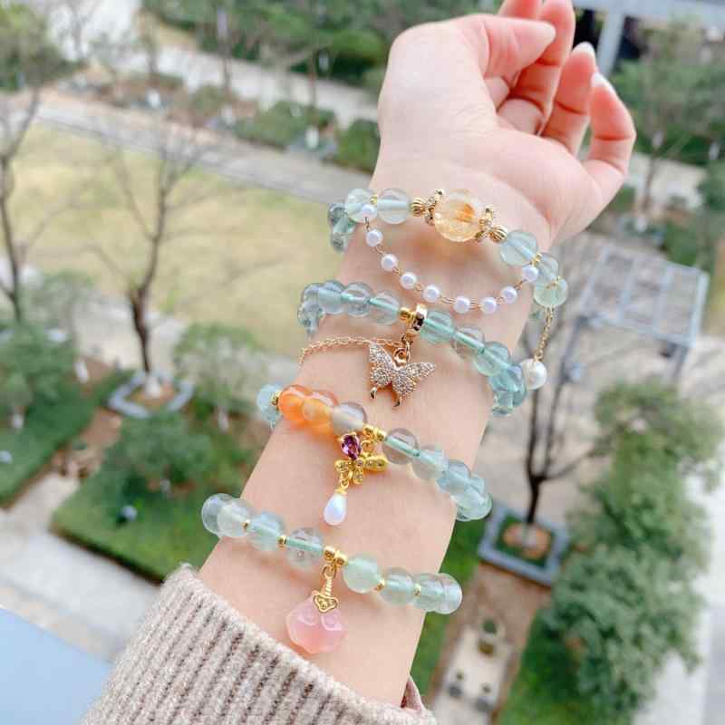 ブレスレット レディース 蛍石 如意錠 蝶 バタフライ タッセル 角砂糖 塩源瑪瑙 パール 大粒 ビーズ 水..