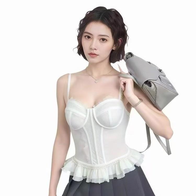 キャミソール レディース レース ビスチェ トップス インナー 接触冷感 吸湿速乾 美背 薄手 細見え 黒 白