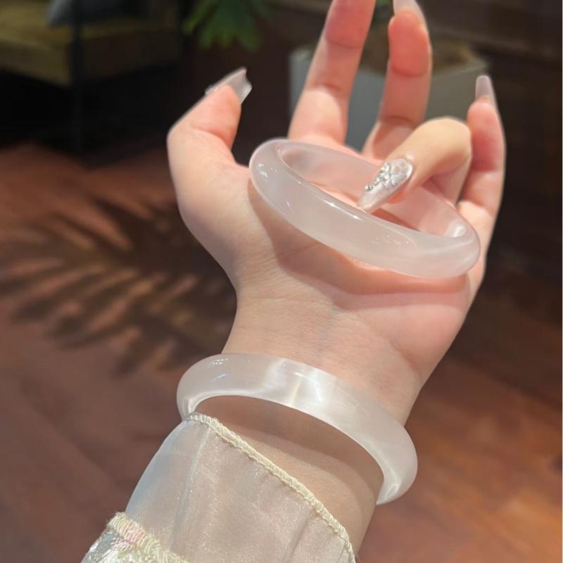 ブレスレット レディース 高氷 少数 荔枝シャーベット 玉髄 アイスクリスタル 猫目石 ラッキーアイテム