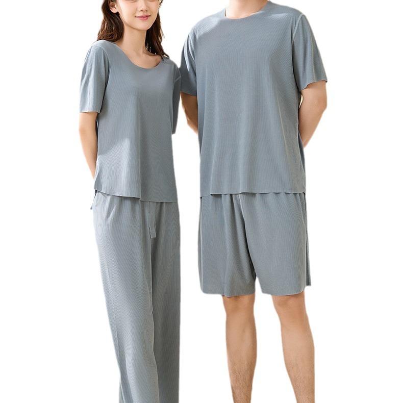パジャマ レディース メンズ 半袖 ハーフパンツ 上下セット 接触冷感 ルームウェア 部屋着 寝巻き 春夏 ポリエステル リラックス ウェア 男性用 女性用
