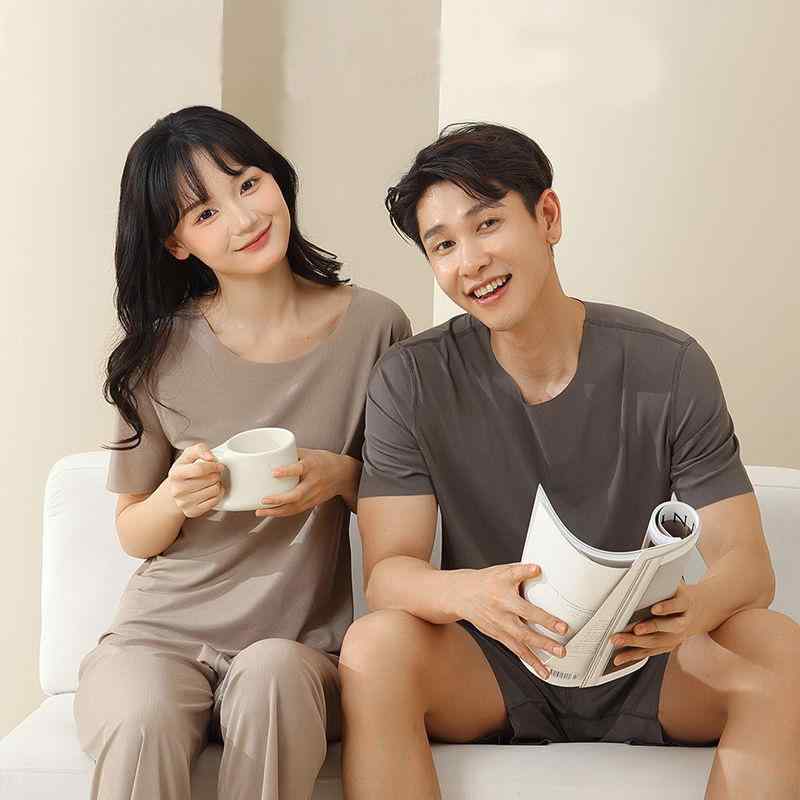 ルームウェア レディース 春夏 半袖Tシャツ ロングパンツ セットアップ メンズ ハーフパンツ 接触冷感 パジャマ 寝間着 部屋着 リラックス 快適 薄手 伸縮性 ポリエステル