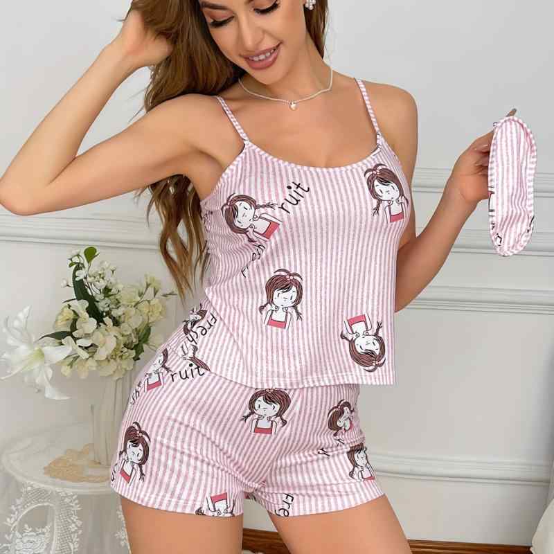 ルームウェア レディース かわいい キャミソール ショートパンツ 上下セット 部屋着 リラックスウェア ポリエステル プリント 春夏