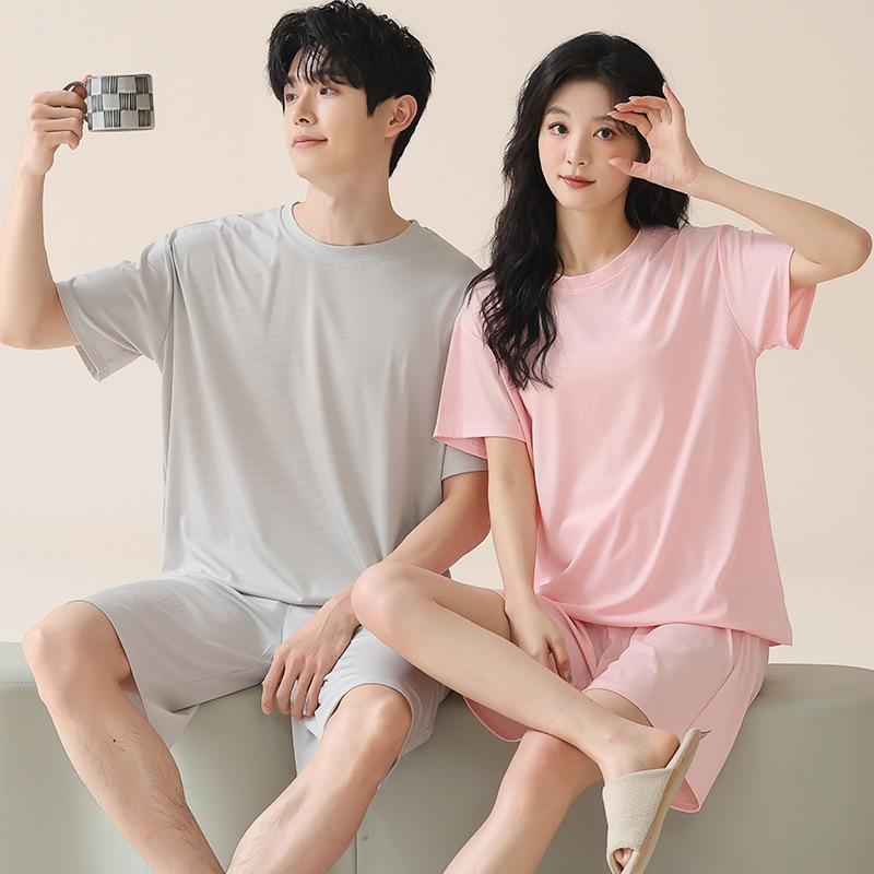 パジャマ レディース メンズ 春夏 半袖 短パン セットアップ 胸パッド付き ルームウェア 接触冷感 ゆっ..