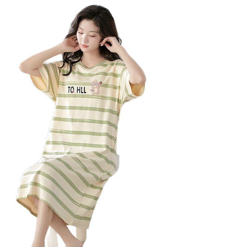 ワンピース レディース 半袖 ひざ丈 ゆったり ルームウェア 部屋着 リラックスウェア ポリエステル かわいい おしゃれ 春夏2