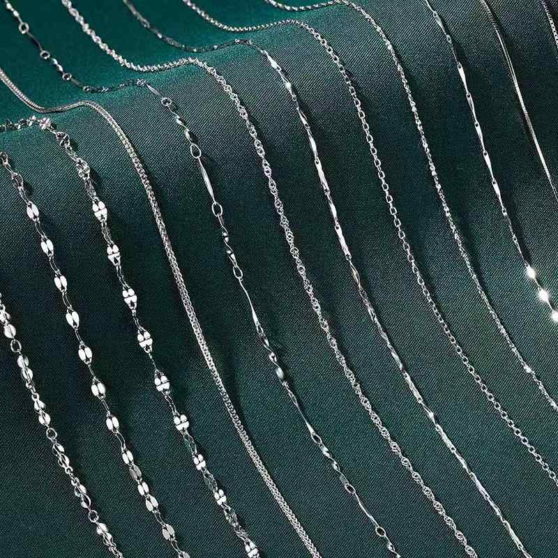 ネックレス レディース S925 シルバー 幾何学模様 ボックスチェーン O字チェーン 水波チェーン 十字架..