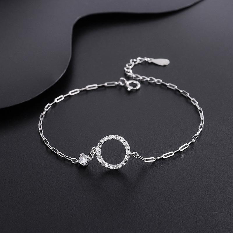 楽天ブリルビブレスレット レディース シルバー999 純銀製 幾何学模様 サークル ラッキーアイテム 円形 幸運の円環 親友 誕生日 ギフト 電気メッキ加工 手飾り ファッション 通勤