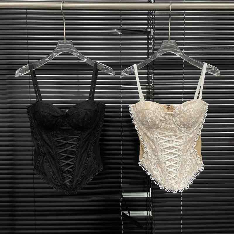 キャミソール レディース 春夏 レース ビスチェ チューブトップ スリムフィット 伸縮性 通気性 ベージ..