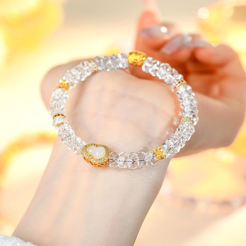 ブレスレット レディース 白水晶 新中式 民族風 手作り アクセサリー 幾何学模様 レトロ ギフト(4)