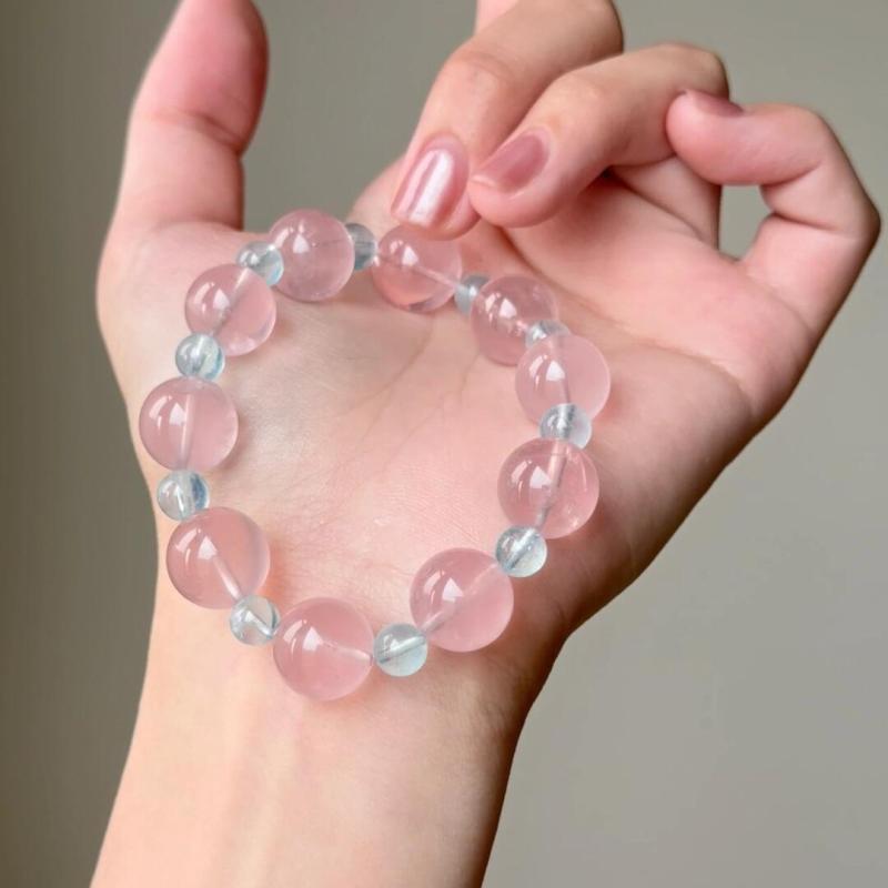 楽天ブリルビブレスレット レディース ピンク系 水晶 パワーストーン 10mm 12mm 14mm 腕輪 手作り アクセサリー ラッキーアイテム かわいい