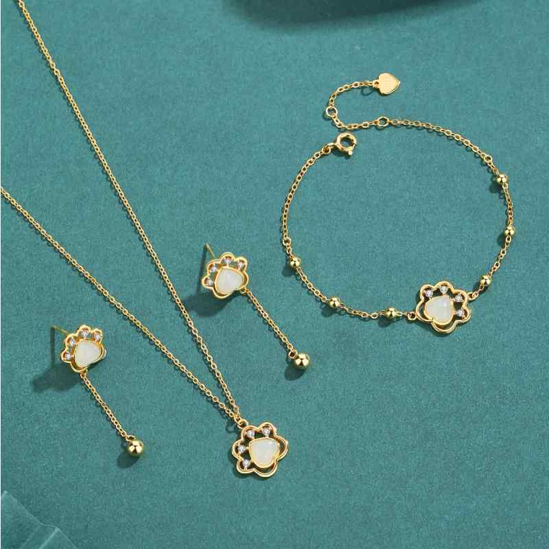 楽天ブリルビブレスレット レディース 猫 S925 シルバー 軽奢 かわいい 和田玉 ジルコニア 肉球 アニマル モチーフ ゴールドカラー シルバーカラー 手飾り 普段使い パーティー