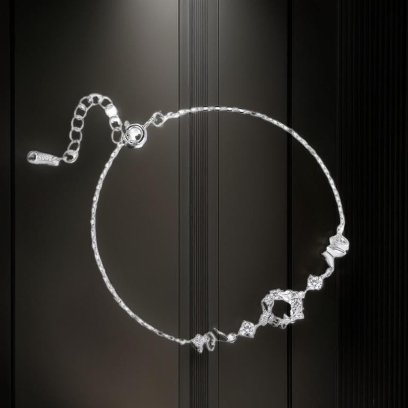 ブレスレット レディース S999 シルバー バタフライ 花柄 エレガント ギフト 贈り物 銀 花 上品 腕飾り