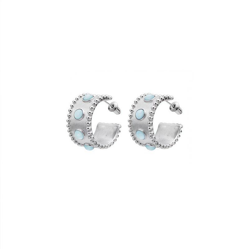 イヤリング レディース 海藍宝 シルバー925 電気メッキ加工 幾何学模様 軽奢風 通勤 ギフト プレゼント